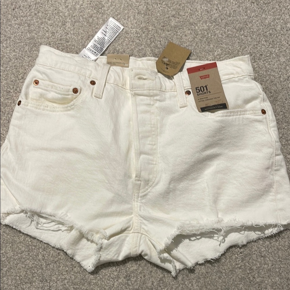 Levi's Women's 501 White Denim Shorts